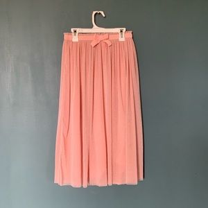Pink Tulle Midi Skirt